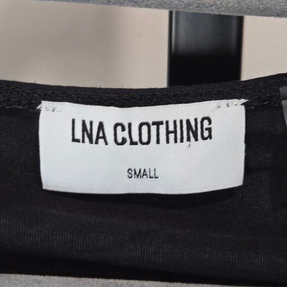 LNA Clothing Long Sleeve Top Ruched Front V-Neck Black Fitted Evereve Small - Picture 3 of 7